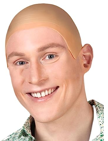 MUNSKT Latex kahle Kappe, dicke Haut Kopf Schädel Perücke, Fancy Kleid Cosplay Hut Kostüm Zubehör für Halloween Kinder Erwachsene