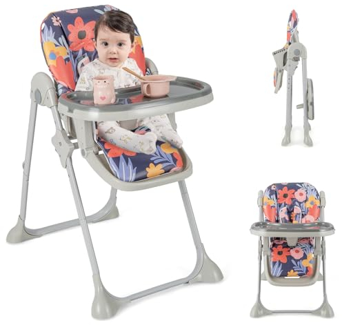 COSTWAY 6 in 1 Babyhochstuhl umwandelbar, klappbarer Hochstuhl höhenverstellbar mit Liegefunktionen, Doppeltablett, neigbarer Rückenlehne & Fußstütze, Babystuhl Kombihochstuhl mit Rollen (Bunt)