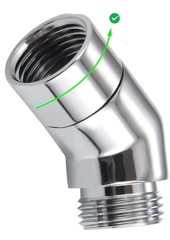 Duschkopf-Adapter, 135-Grad-Winkeladapter aus massivem Messing, G1/2 Duschkopf-Verlängerungsverbinder (verchromt) (drehbar)
