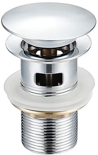 Antfly Juego de desagüe para lavabo con rebosadero, juego de desagüe para válvula de desagüe, válvula pop-up, juego de desagüe universal para lavabo y lavabo (Plata)