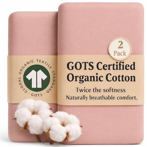 Bunnyjik Spannbettlaken für Maxi-Cosi Iora – GOTS-ZERTIFIZIERTES Bio-BETTLAKEN 50x83-80x50 89x50 2er-Set, Luftig & Kühlend – 190GSM Bio-Baumwolle – Für Iora Air, Tori, Beistellbett,Next2Me 90x50