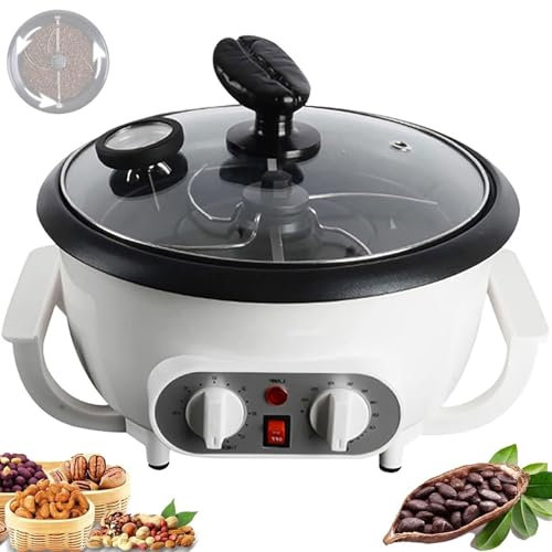 HLGKBY Torréfacteur électrique à Grains de café, poêle antiadhésive multifonctionnelle de 1200 W, torréfacteur de 750 g pour Un Usage Domestique, thermomètre + minuterie + réglage de la température,