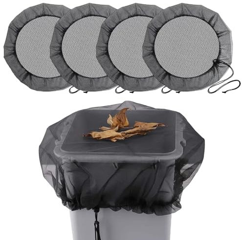 4 Pièces Housse pour Tonneau Résistants Aux Intempéries, Réglable Housse pour Tonneau De Pluie avec Cordon De Serrage, Filet pour Citerne De Pluie, Protection Contre Les Feuilles Et Insectes (80Cm)