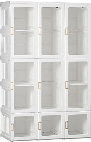 Armadio pieghevole, organizer portatile per vestiti con scomparti cubici, aste appese e porte magnetiche, ideale per riporre la camera da letto
