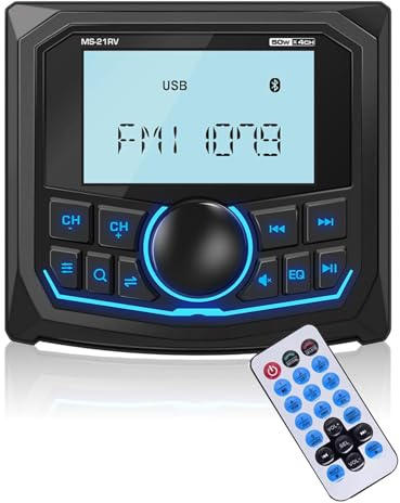 kesurpae Marin MP5-radio för ATV, multimedia, videospelare, FM AM, Bluetooth, vattentät, AU-X, SPA, RDS, RZR, UTV, 3-tums skärm, ljud, med RGB