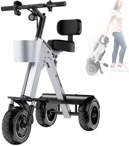 UIBAO Triciclo Electrico Adulto Triciclo Plegable,Batería Extraíble De 36V/10A,Motor 450 W,Cesta Delantera,Velocidad Ajustable,para Desplazamientos Y Viajes