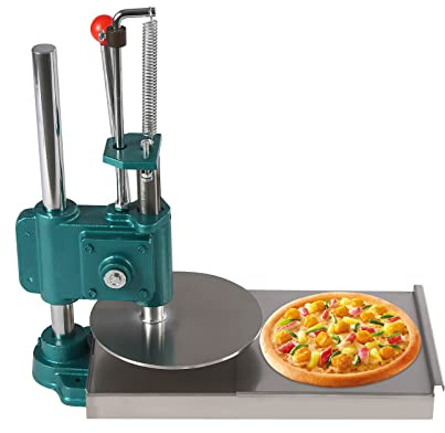 Manual Pizza Dough Press Machine, 9.5 Inch Stainless Steel Dough Sheeter for Pizza Crust and Chapati, Adjustable Thickness with Cast Iron Base