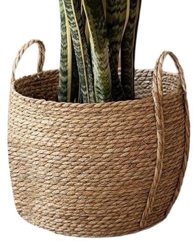 Panier en rotin pour d'intérieur Pot de Fleurs sur Pied avec | Cache-pot Tressé en Rotin pour Balcon, Maison de Campagne, Jardin, Cour, Chambre, Dortoir, Intérieur