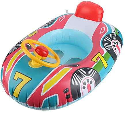 Syrisora Uppblåsbar Flygplan Pool Float Multi Gaspåsar Flytande PVC Simring för Barn med Ratt Anti-läckagemunstycke