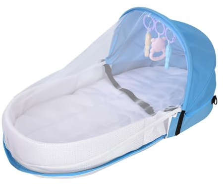 Barnresesäng Lättviktig och hopfällbar sovsäng med ett solskydd | Babynest-resesäng Passar för sängkanten, tupplurar, golvet, dagis, soffan, campingen, flygplanet, bilen och