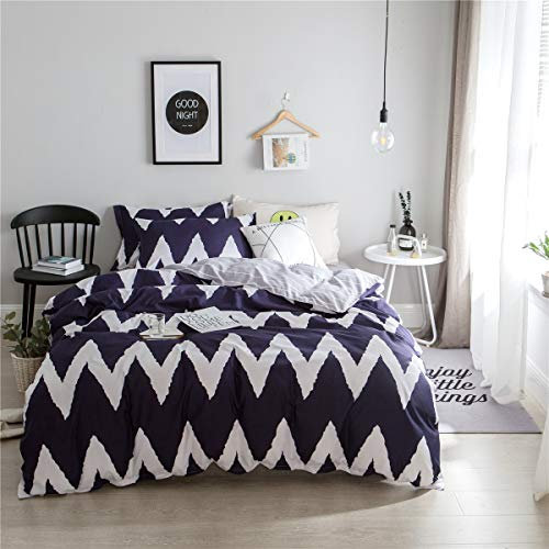 Odot Bettwäsche Bettbezug Set 3 TLG, Bettwäsche-Set 3 Teilig Geometrisch Mikrofaser Weiche Atmungsaktive mit Bettbezug Kissenbezüge Babybett Kinder Mädchen Junge (135x200cm,Chevron)