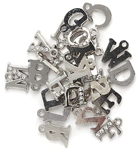 26-Pack Alfabetiska Berlocker, A-Z Bokstäver i Legering för DIY Smyckestillverkning, Halsband och Armband