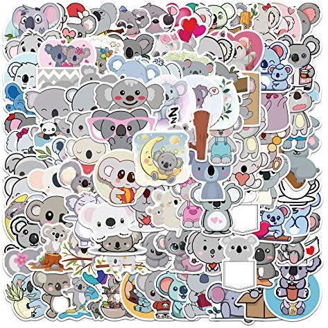 Koala Aufkleber 100 Stück,Cute Koala Stickers für Erwachsenen Kinder und Teens,Cartoon-Tiere Vinyl Aufkleber für Laptop,Auto, Motorräder,Fahrrad,Skateboard,Wasserdicht Graffiti Sticker Pack