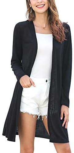 MessBebe Gilet Femme Long Devant Ouvert Léger Kimono Gilet Veste Cardigan Tricoté Manche Longue Printemps L'automne