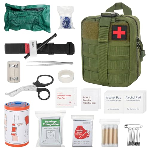 DAJASD Erste Hilfe Set Outdoor, 46PCS Taktische Erste Hilfe Tasche, Reiseapotheke Tasche, Medizinische Tasche, First Aid Kit Military für Outdoor Zuhause Auto Outdoor-Camping Abenteuer(Armeegrün)