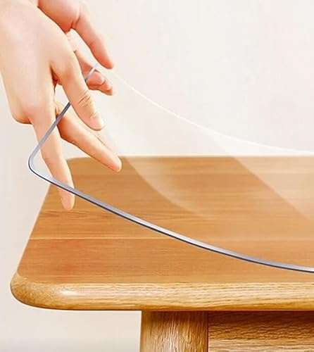 Tovaglia PVC Trasparente - Copritavolo Protettiva, Pellicola Effetto Vetro x Tavolo (80 x 120 cm)