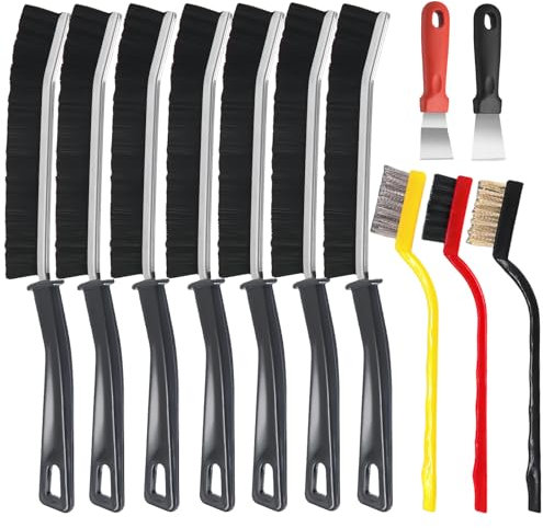 Brosse de Nettoyage à Poils Durs 12 Pièces pour Cuisine, Toilettes, Salle de Bain et Maison, Brosse à Joint pour Carrelage et Fente de Fenêtre, Nettoyeur de Joints,FHISKUNYU