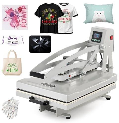 CREWORKS Prensa de Calor 50x40, Plancha Sublimacion Semiautomática 2200W con Base Antideslizante Prensa Termica para Camiseta, Alfombrillas de Ratón y Más