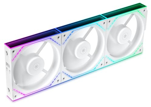 Thermalright TL-M12QRW X3 Lot de 3 ventilateurs pour boîtier à pales inversées, 120 mm, connexion en guirlande, 1500 tr/min, ARGB, double éclairage à miroirs infinis pour jeux vidéo