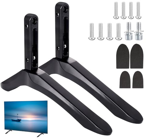 TV Base Pedestal Feet, Aluminium Alloy Stand Mount Legs with Screws, TV Stand Legs for 32-65 LCD LED Plasma Flat Screen