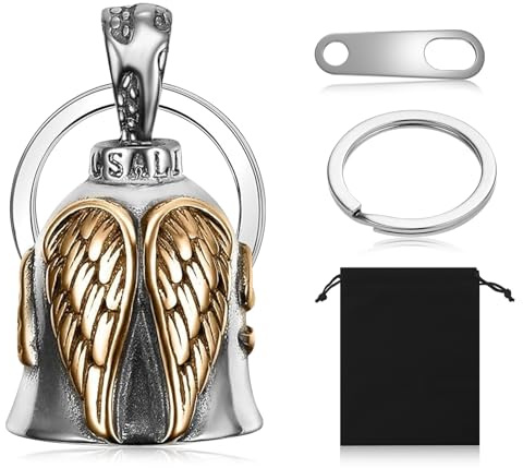 wlsvega Guardian Bell - Campana Moto - Estilo Punk con Llavero Para La Buena Suerte, Adecuado Para Decorar Motos
