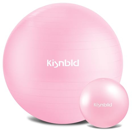 kisnbld Exercise Ball, Extra Thick Yoga Ball for Workout Pregnancy Stability, 4 Sizes Anti-Burst Balance Ball with Foot Pump - Heavy Duty Fitness Ball Chair for Office, Home & Gym