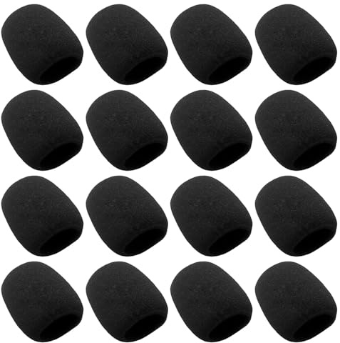 GLSTOY Set 18 Pezzi Coperture Microfono in Eva Nero, Filtro Anti-pop Antivento per Microfono Wireless e Portatile, Protezione Antipolvere per Registrazione Vocale, Canto, Karaoke e Live