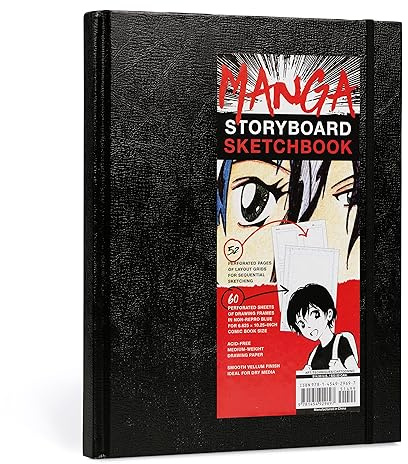Manga Storyboard Sketchbook: A Comic Book Sketchbook with Storyboard Layout Grids, Acid-Free Medium-Weight Drawing Comic Book Paper