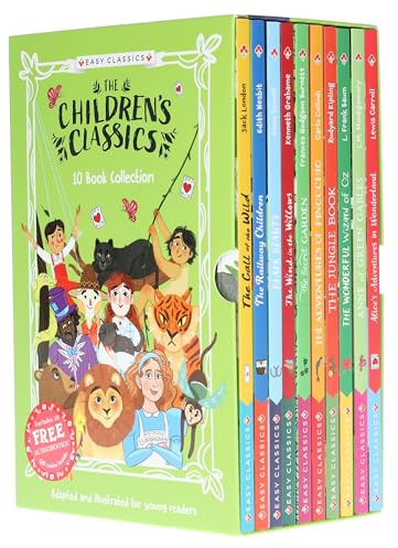 The Children's Easy Classics Collection 10 Book Box Set - Alice in Wonderland, The Jungle Book, The Wizard of Oz & More - Illustrated Gift Set with Free Audiobooks