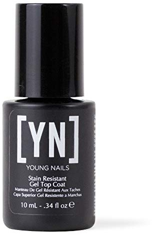 Young Nails Stain Resistant Gel Top Coat - Professional Grade Clear Gel Nail Polish Top Coat, No Wipe UV Gel Top Coat for Acrylic and Hard Gel Nails, Prevents Discoloration, UV & LED Cure - 1/3 oz