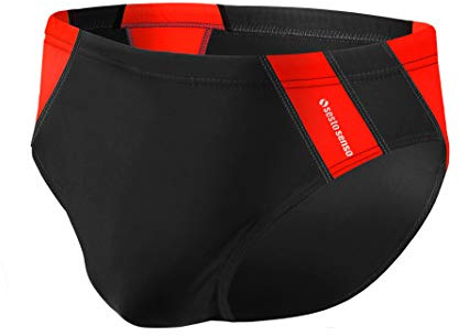 sesto senso Badbyxor för män trosor badbyxor badmode simning shorts, Svart röd – Db 447, 3XL/Stor
