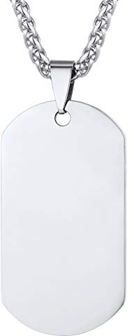 PROSTEEL Collana Militare Cindolo Dog Tag, Acciaio Inossidabile, Catena Regolabile 55 60 cm, Unisex Donna Uomo, Argento (con Confezione)