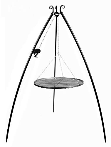 Schwenkgrill mit Kurbel H 200 cm mit Grillrost Ø 50 cm aus Rohstahl Dreibein Grill Grillständer CookKing