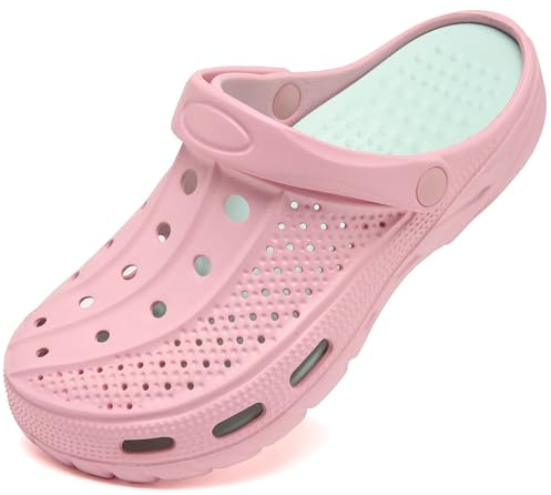 Uomo Donna Zoccoli Spiaggia Giardino Ospedale Estate Sandali da Mare Pantofole da All'Aperto con Solette Morbido e Comode, Rosa, 38/39 EU