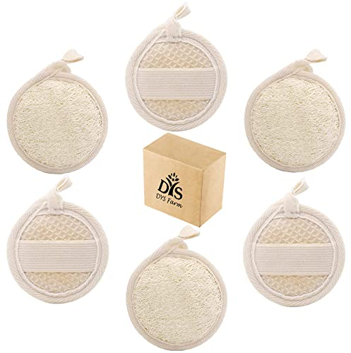 Face Loofah Pads Exfoliating Scrubber, Natural Luffa Facial Cleanser Pad Sponges Exfoliator Scrub Brush 6 Pack for Body Back Dead Skin Cleansing Washing Suitable for Men Women Bath Shower Spa Massage
