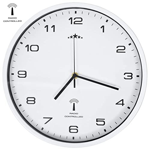 ZEYUAN Reloj de Pared radiocontrol Movimiento de Cuarzo 31 cm Blanco, Reloj Cocina, Reloj Grande Pared, Reloj Pared Moderno, Reloj Salon