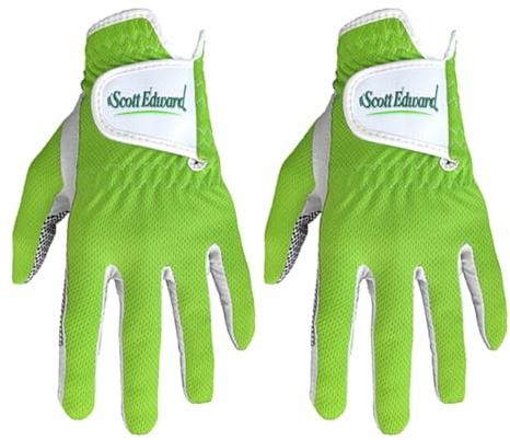 Scott Edward Lot de 2 gants de golf pour homme, coupe universelle, antidérapants, respirants, doux, lavables, portés à la main gauche, vert (26-XL)