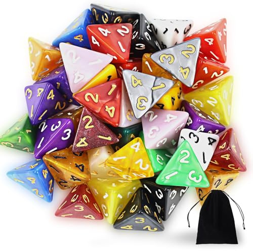 40 Piezas Juego de Dados Poliédricos,D4 4 Caras Dados de rol Poliédrico,Dados Poliédricos de Colores con Bolsa Negra para Juegos de Mesa,para Dungeons and Dragons Pathfinder DND RPG MTG Table Games
