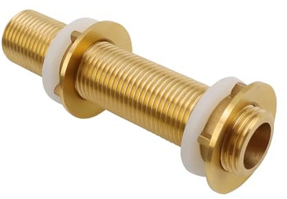 LERANXIN Bulkhead Fitting 1/2 Inch, Rain Butt Feed-Through Brass Tank Feed-Through 100 mm Hose Fitting with Silicone Seal Threaded Pipe for Tap Water Tanks