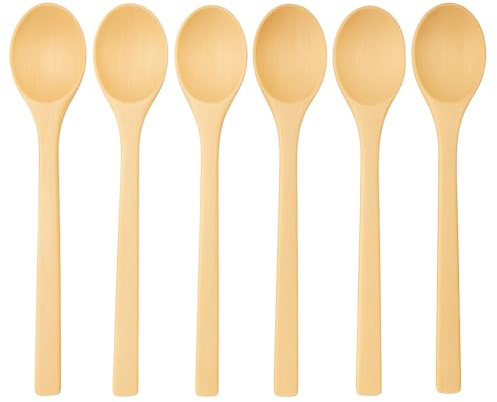 6Pcs 23.5 cm Long Wooden Spoons for Cooking and Baking, Set of 6 Beechwood Mixing Utensils, Reusable Wooden Kitchen Spoons for Stirring, Non-Stick Safe, Natural Wooden Craft Spoons for DIY Or Gifting