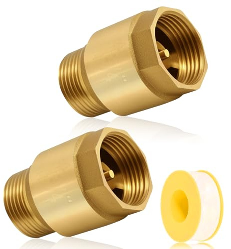 2 Stück Rückschlagventil 3/4 Zoll Messing, DN20 AG zu IG Rückflussverhinderer mit Außen-/Innengewinde, 3/4'' Rücklaufventil,Inklusive Teflonband für Wasserleitung, Warmwasserbereiter, Pumpe​
