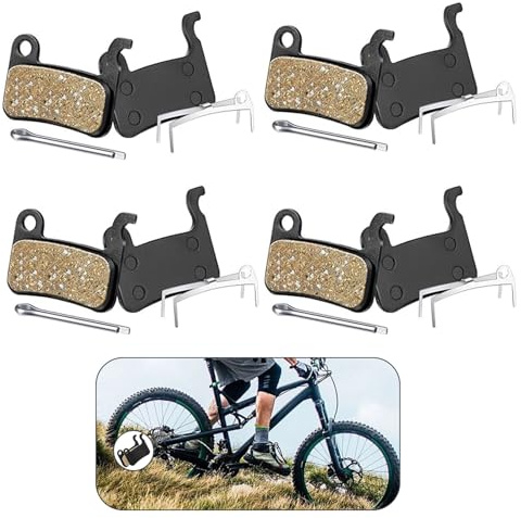 4PCS Resin Brake Pads, Bicycle Disc Brake Pads w/Spring Clips & Bolts, Resin Semi-Metal compound — Compatible with Shimano Deore XT XTR SLX Hone Disc Brake — bike brake pads, mountain bike brake pads