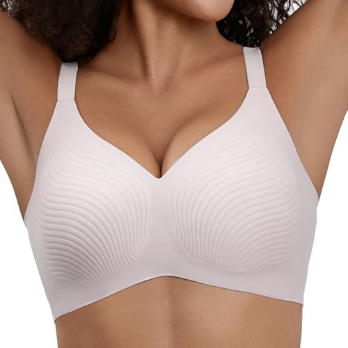 PQK Wireless Push Up Bra Non Wired Support Bras for Women Seamless Push Up Bra Comfort T-Shirt Bras Full Coverage Support and Lift with Bra Extender