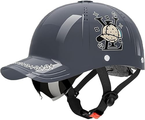Casque de Moto Demi-Coque, homologué ECE/Dot, Doublure Amovible et Lavable, Tour de tête réglable de 52 à 64 cm, Fixation Rapide pour Hommes et Femmes. H,52-64cm