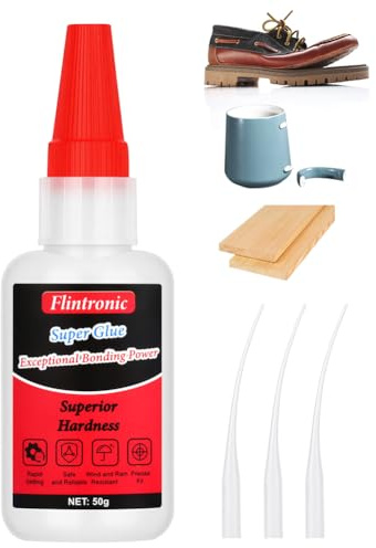 Flintronic Extra starkt sekundlim, oljebaserat lim, kraftfullt universallim, snabbtorkande oljelim med hög motståndskraft för plast, läder, metall, trä, keramik (50 g)