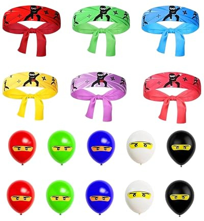 Fonyiunce 16 Pezzi Ninjas Fascia per Feste, Ninja Fascia per Bambini, Accessoires de Fête Ninja, Decorazione di Compleanno per Bambini Ninja, Festa di Compleanno, Bomboniere