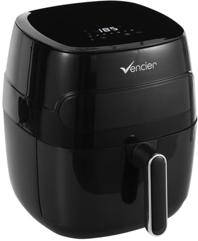 Vencier 5.5L Digital Air Fryer 220V 1350W with Transparent Window, LED Touch Display, 6 Presets, 30-Min Timer, Rapid Air Circulation, 90% Less Fat, Stylish Piano Black Design