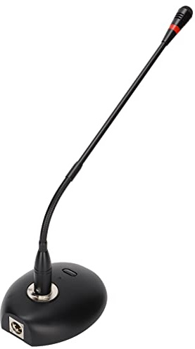 HUSHUI Micrófono de Condensador de Cuello de Cisne D38, Micrófono Omnidireccional para Computadora con Indicador LED, Cable XLR a 6,35 Mm para Grabación de Transmisiones de Conferencias