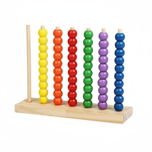 Jeu d'empilage de Perles en Bois, Jouet Montessori en Bois pour Enfants | Perles à Enfiler, Pédagogique Jouet de Tri Couleurs, Jeu éducatif, Cadeau pour Tout-Petits, 3, 4, 5 Ans, Petit 0.36