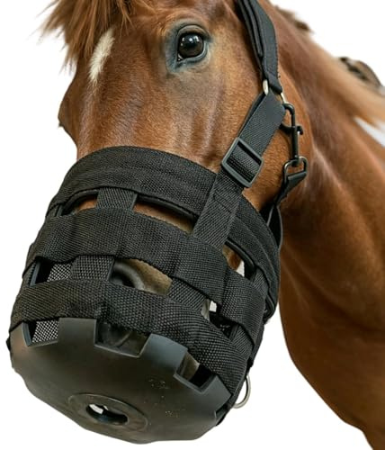 Bozal De Pastoreo Para Caballos Antimordeduras Ajustable De Nailon